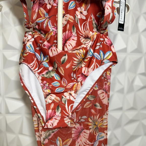 👙Nicole Miller Red Floral Bikini 3 pieces - Picture 2 of 5